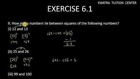 9  How many numbers lie between squares of the following numbers|| Q9 Ex 6.1 Class 8 NCERT Solution