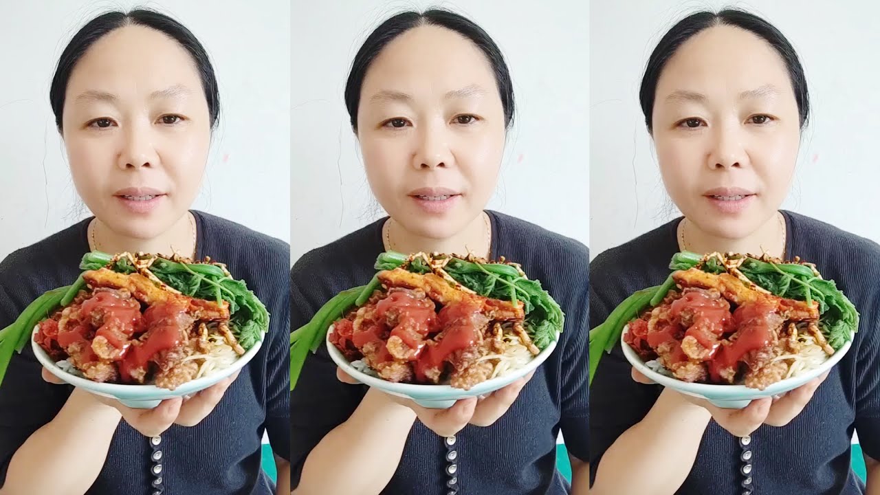 Village Style Pork Fried & Rice with Vegetables | Chinese Mukbang ASMR 🔥😋