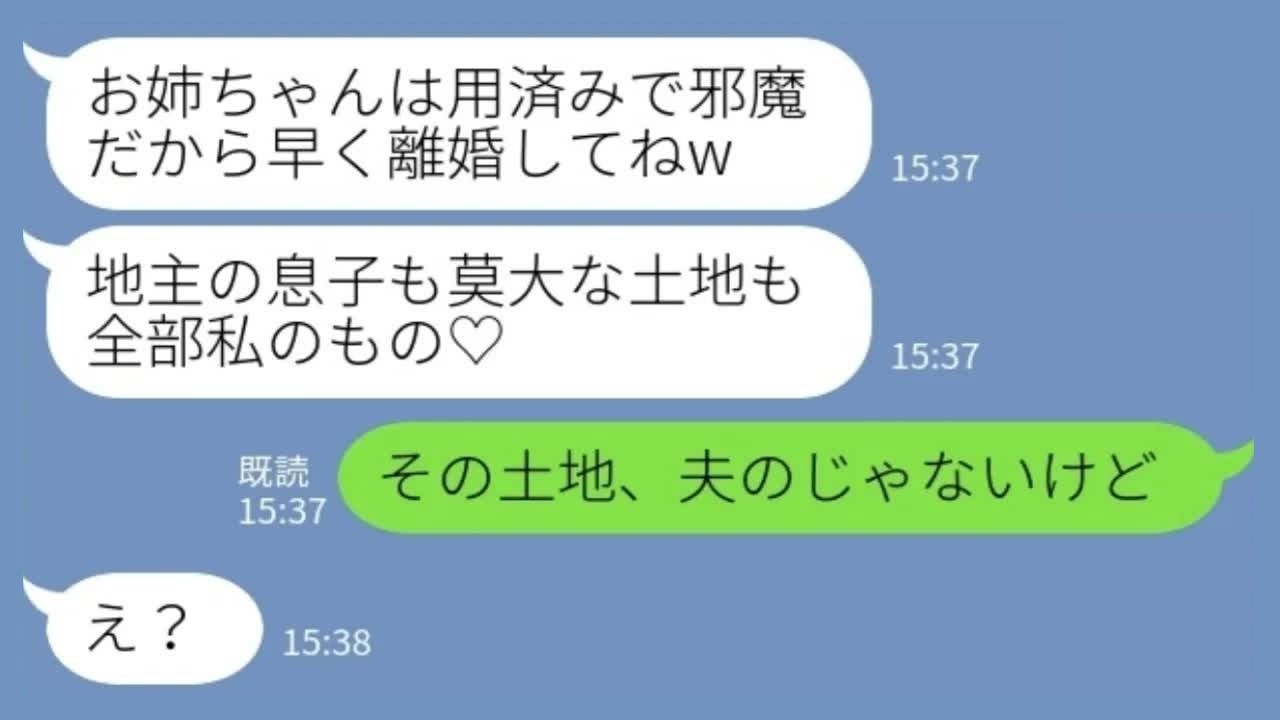 【LINE】妹「土地は誰にも渡さない！」私「その土地、夫のじゃないけど…」→登記を見た瞬間終了www