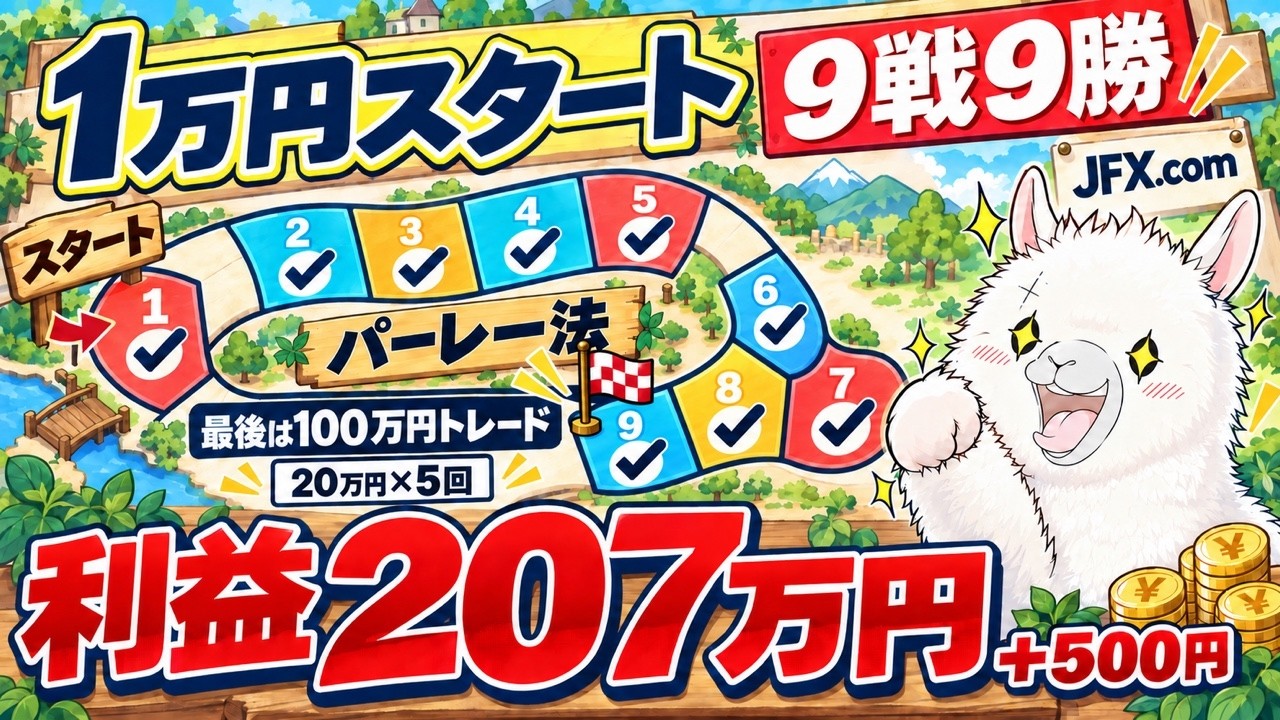 【1万円スタート】9連勝で利益207万円！パーレー法の一部始終を見せます【JFX.com】
