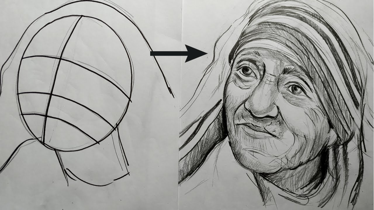Mother Teresa | CHARCOAL ON PAPER | Portrait | PR-287-250216 | Dirums.com