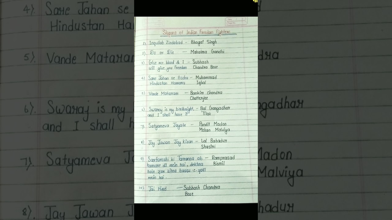 🥀Top 10 Slogans of Indian Freedom fighters 