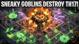 Sneaky Goblins DESTROY TH17 Base! 😱 3⭐ Full Attack + Massive Loot