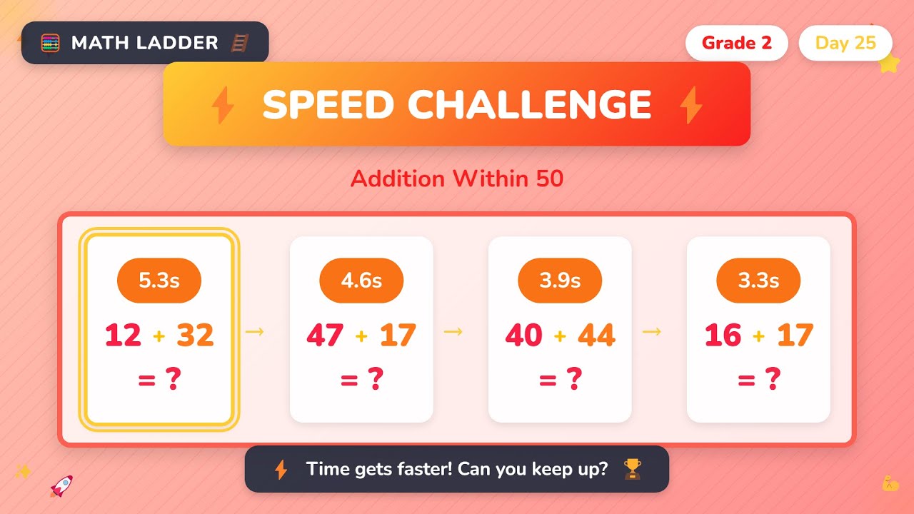 Addition Ladder Program Addition Within 50 | Grade 2 Math Ladder Level 1 (Day 25/365) - YouTube