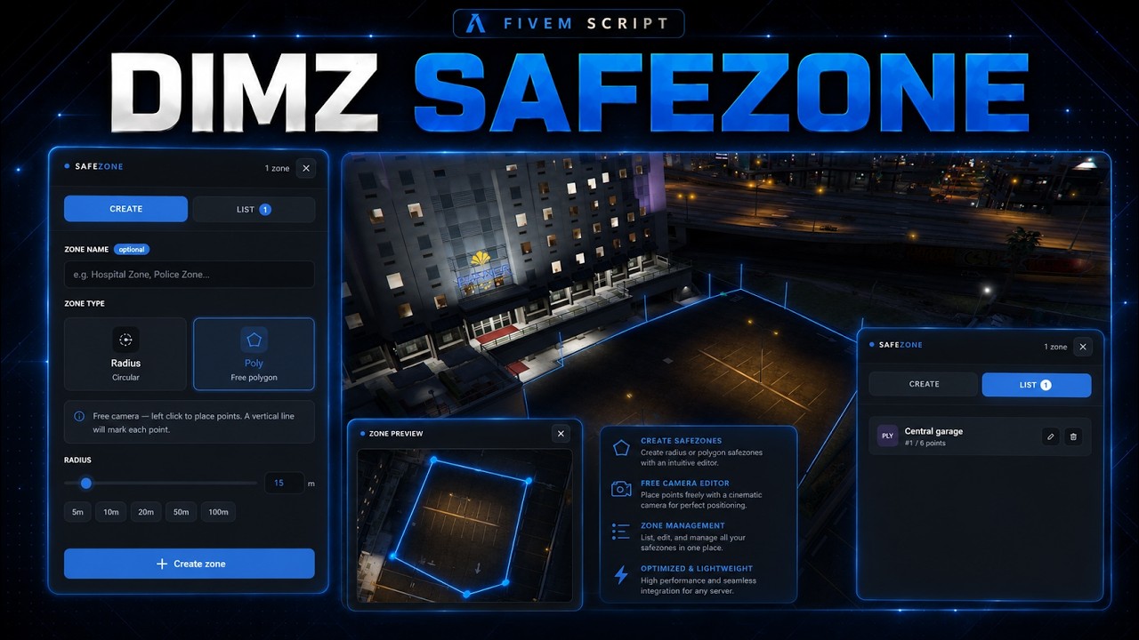 [ESX/QB] Free SafeZone Creator | Zone Creator, Player Protection ...