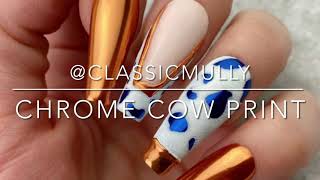 Chrome Cow Print Nails