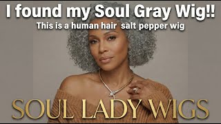 Wig Ruby: Jerry Curly Gray Wig Salt & Pepper Human Hair Glueless Wigs Mature & Stylish #soulladywigs