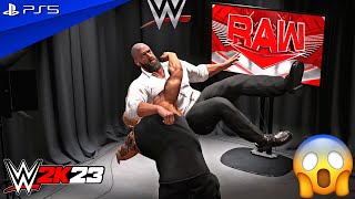 The Rock Attacks Triple H at Backstage Area - WWE 2K23 Gameplay | PS5™ [4K60]