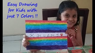 Easy drawing with 7 Rainbow colors in just 5 -7 minutes | Easy drawings