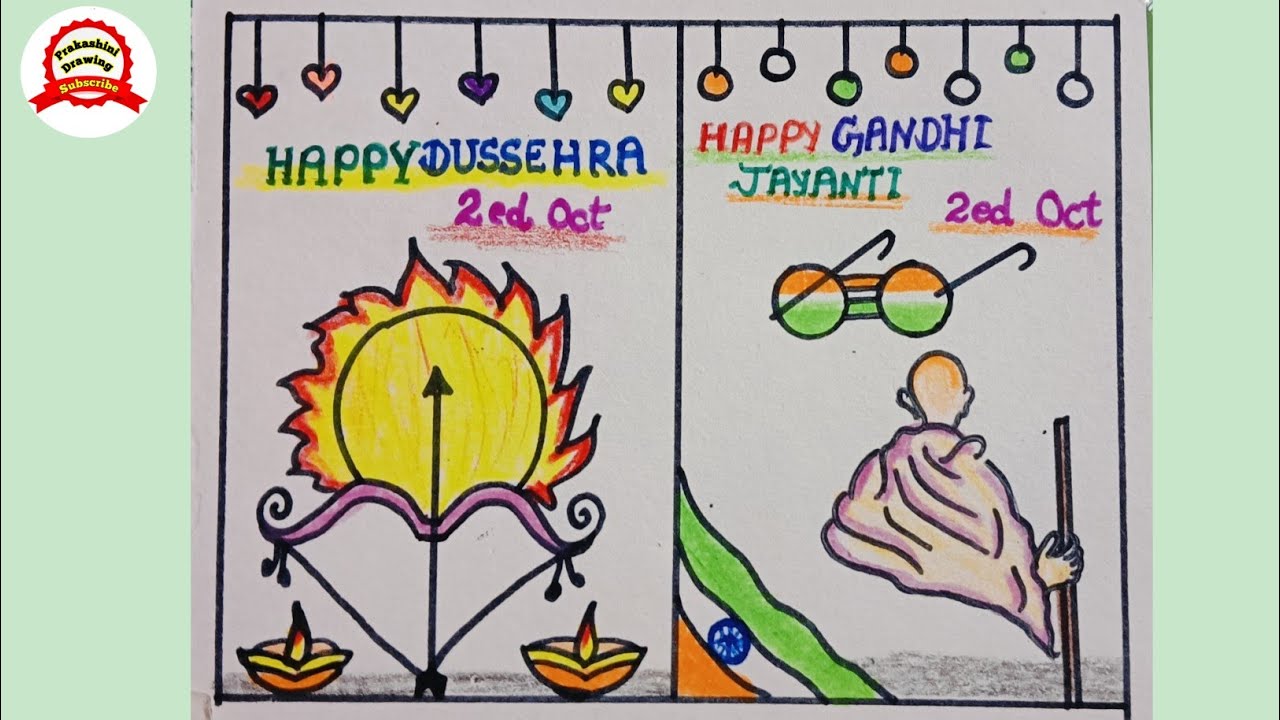 Happy dashara And Happy Gandhi jayanti 2025 / happy dashara poster / Gandhi jayanti banner