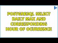 PostgreSQL select daily max and corresponding hour of ocurrence (2 Solutions!!)