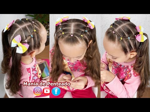Penteado Infantil fácil com Maria Chiquinha | Easy hairstyle with two ponytails for girls