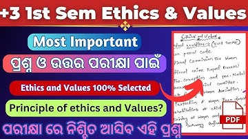 Ethics and Values || Imp Selection Questions & Answer  || +3 1st Semester 2023 🔥