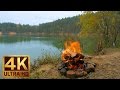 4K Campfire Scene - AUTUMN FLAMES in Ultra HD with Crackling Fire Sounds - 1 Hour for Relaxation