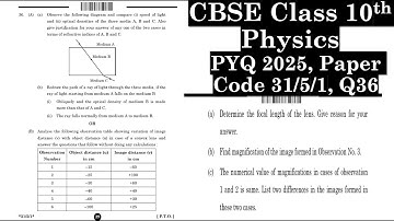 Class 10th Physics | Answer Key 2025 | CBSE Board | PYQ 2025 | Paper Code 31-5-1 | Set 1 | Q36