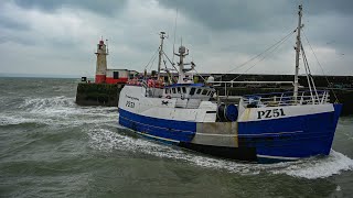 Fishing Boats Entering And Exiting Newlyn Harbour In Rough Seas | Cornwall, Commercial Fishing