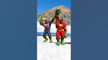 RED HULK SPIDER VS GREEN HULK CAPTAIN TEAM Which Random Team Will Win 134% #shorts #gta5 #hulk #gta