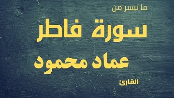 ما تيسر من سورة فاطر  | القارئ عماد محمود | تلاوة ندية