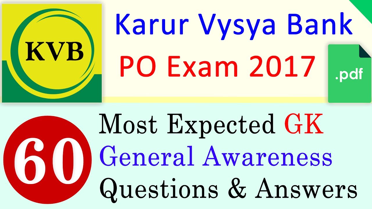 expected gk general awareness questions for karur vysya karur vysya bank