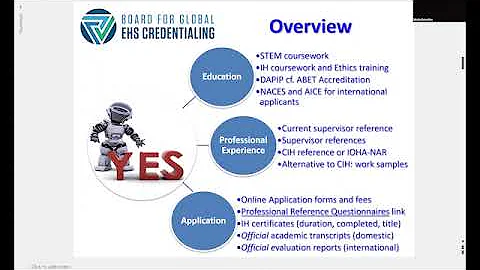 AIHA BGC Webinar: The Fundamentals of Successfully Applying for the CIH Exam