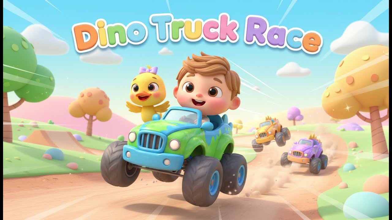 Dino Truck Race – Nursery Rhyme, Toddler Learning, Dinosaur Fun, and Playful Vehicle Adventure