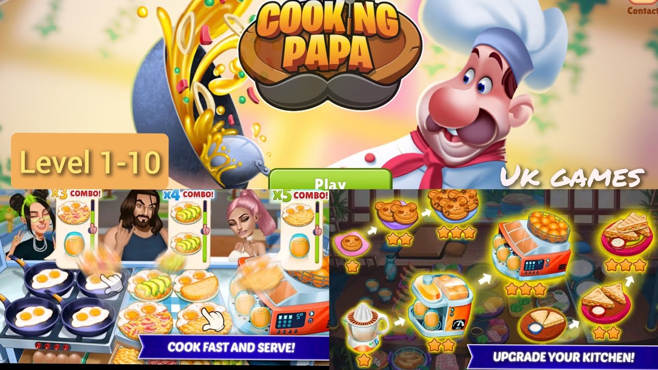 Cooking Papa, Level 1-10, Gameplay Walkthrough