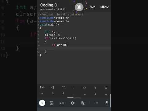 #35 Break statement in C | C language tutorials | For loop |#teach_techno #c_program #shorts #coding