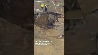 Big hole opens at Louisville intersection after water main break