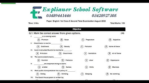 Question Paper Generator In Explainer School Management System