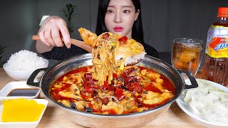 ASMR MUKBANG | 🔥 Spicy Mala Jeongol 🔥 Sichuan Style Hot Pot ♨️ Chinese Dumplings & Rice