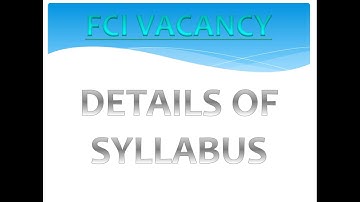 FCI AGM Complete Syllabus Explained ||  Details of AGM Syllabus
