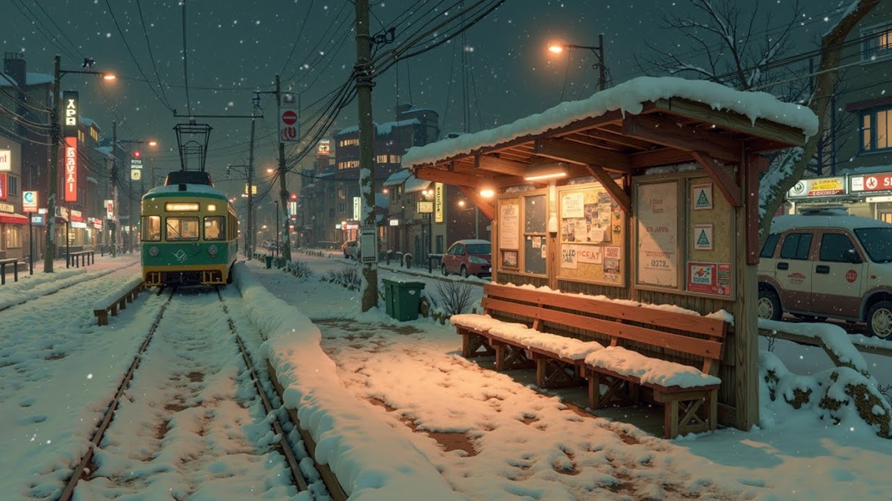Retro Japanese Winter Lofi 🏮 Заснеженный город & Чистый Хип-Хоп 🎶 Учеба и Фокус
