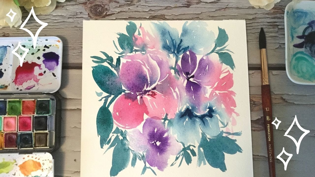 Watercolor Floral Tutorial for Beginners 🌺🌸🌺🌿 - YouTube