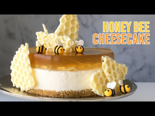 No-Bake Honey Bee Cheesecake 노오븐 벌꿀 치즈 케이크 만들기 class=