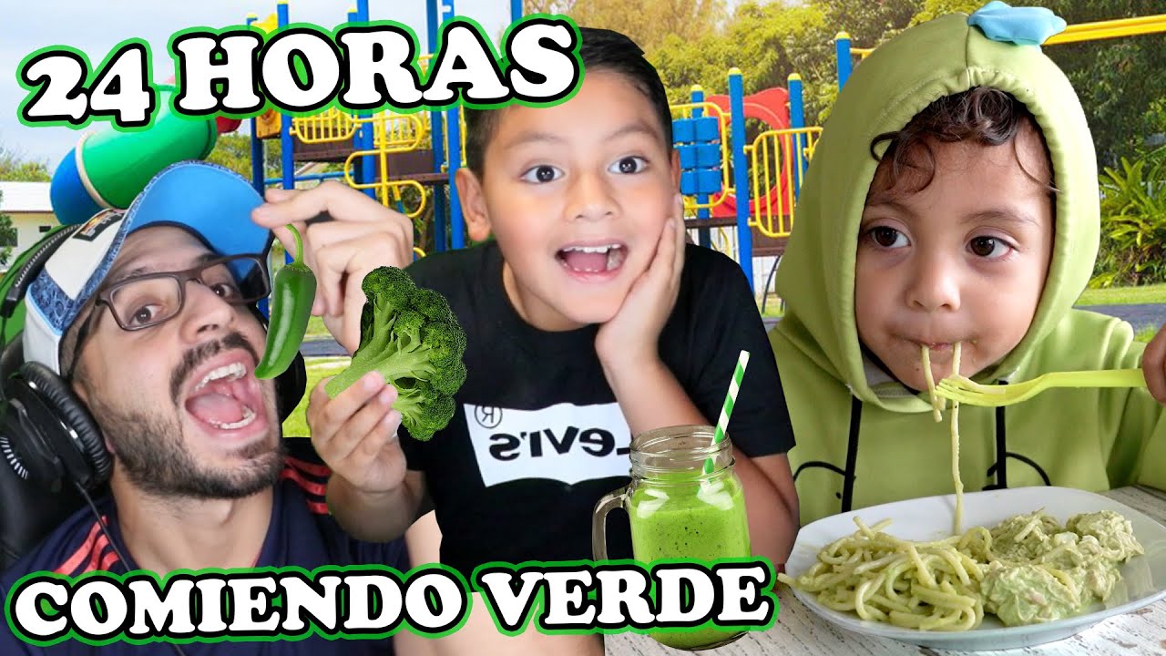 ESCONDIDAS en el Parque | 24 Horas Comiendo VERDE | Family Juega