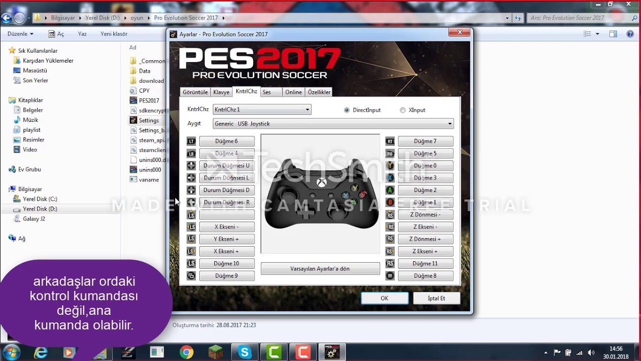 pes 2017 kol ayarlama ve 2 kisilik oynama youtube