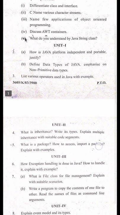 Java oop foundations BCA 3 Sem 🔥 2024 kuk University previous year ...