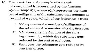SAT Prep Advanced Math 5-1Linear & Exponential Functions Q10