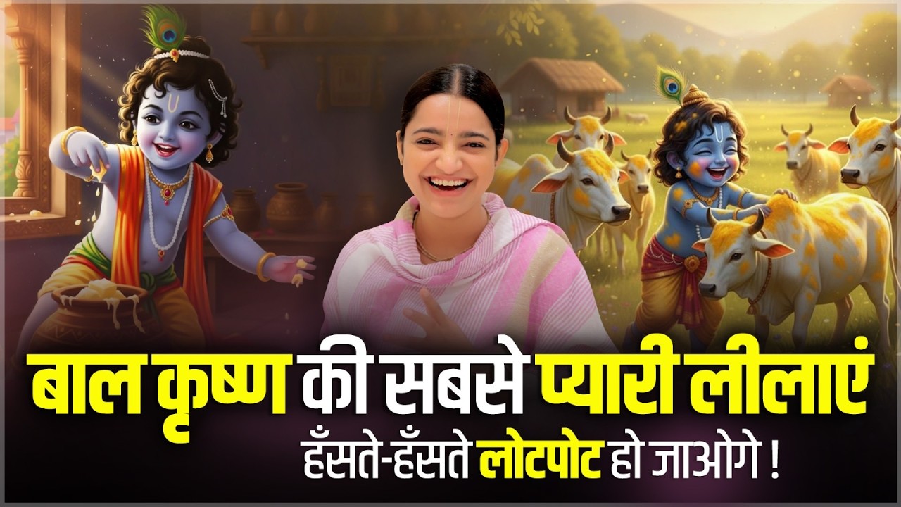 बाल कृष्ण की सबसे प्यारी लीलाएंहँसते हँसते लोटपोट हो जाओगे 😂🤣 | Devi Krishnapriya Ji