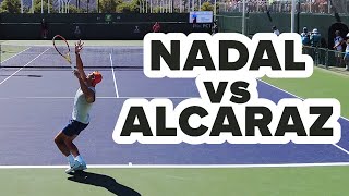 INTENSE practice between Rafael Nadal & Carlos Alcaraz in 2022 Indian Wells BNP Paribas