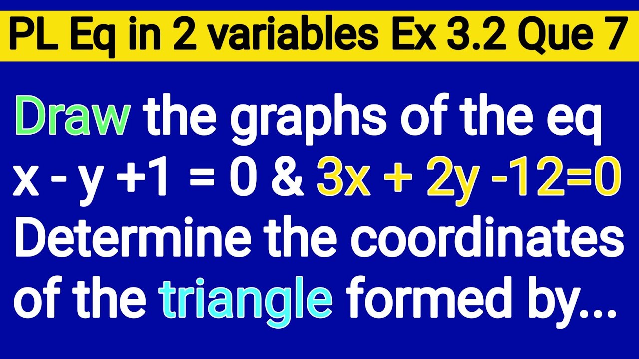 Draw The Graph Of The Equation X-y+1=0 And 3x+2y-12=0 Determine The ...