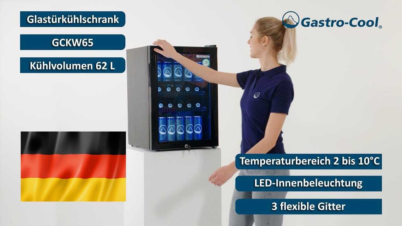 Flaschenkühlschrank mit Glastür - Gastronomie - Bar - schwarz - LED - KW90