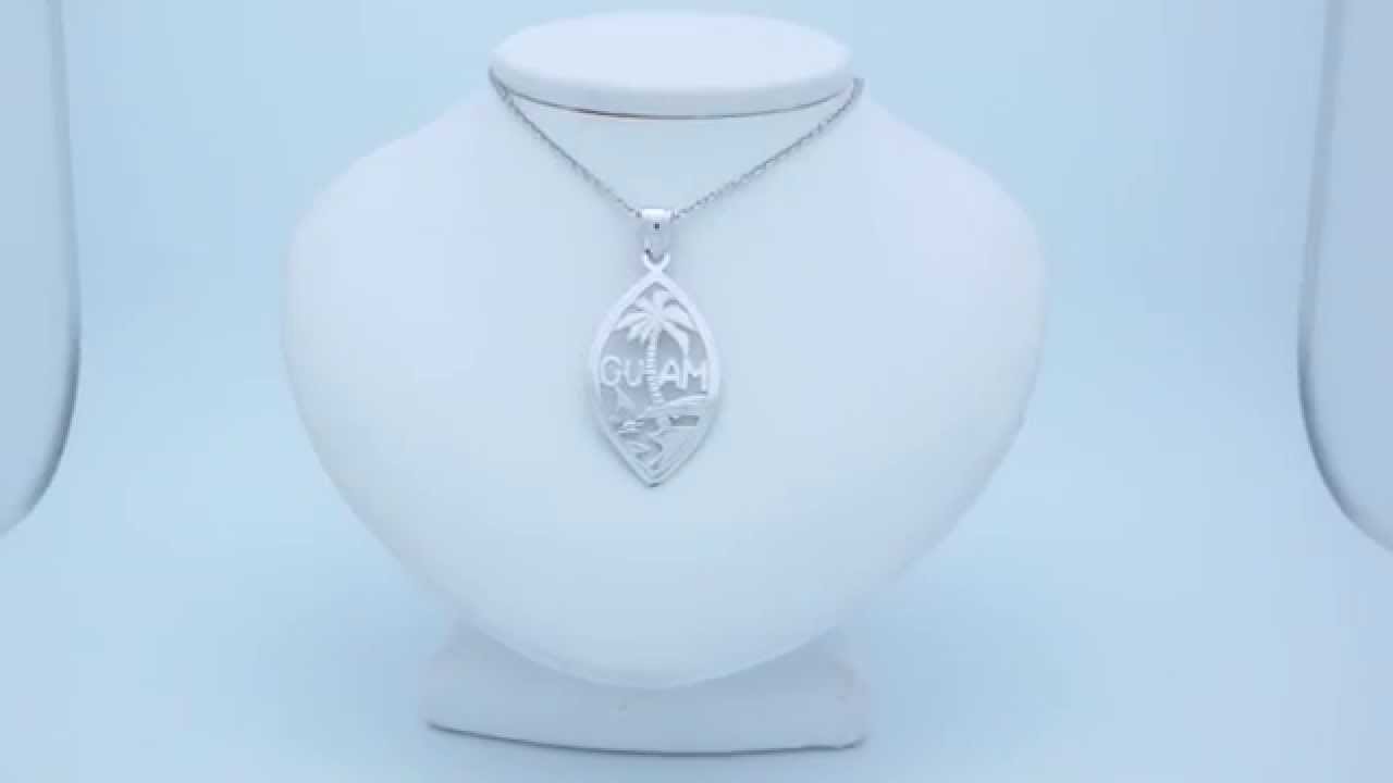 Rhodium-Plated 925 Sterling Silver Guam Pendant