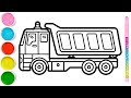 Vẽ xe tải chở hàng và tô màu cho bé | Truck car drawing and coloring | Truk Halaman Mewarnai