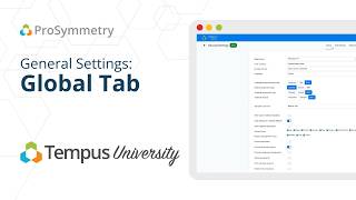 Tempus Resource Configuration: General Settings Part 1 - Global Tab
