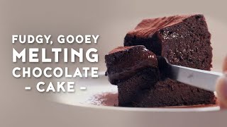 Melting Chocolate Cake | A Twice-Baked 2 Layer Creamy Gooey Fudgy Cake @ButtermilkPantry