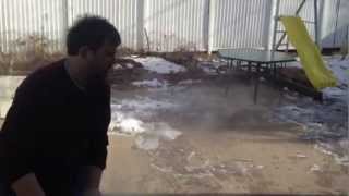 Boiling water turns to snow