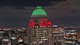 Above Downtown Louisville at Christmas Time
