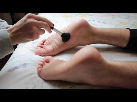 ASMR  | Foot massage and tickle with makeup brushes and feathers | Did he make it this time?