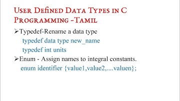 User defined data types in c programming in Tamil